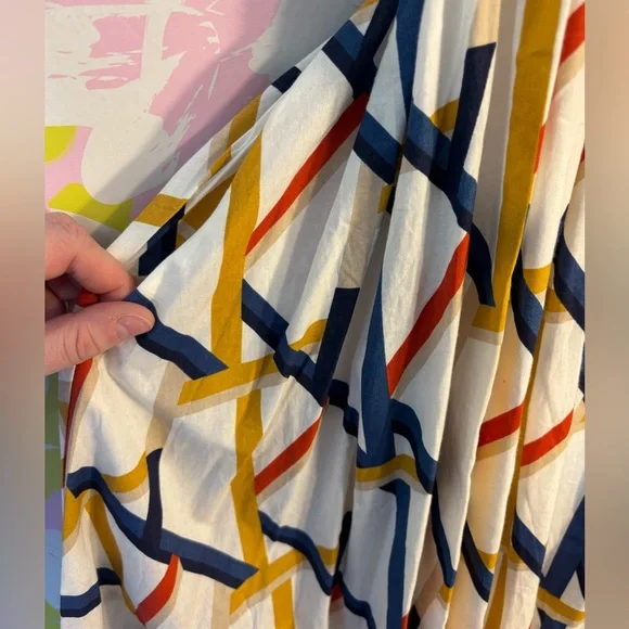 ModCloth Geometric Patterned Midi Flowy Dress with Criss Crossed Back - Picture 2 of 4